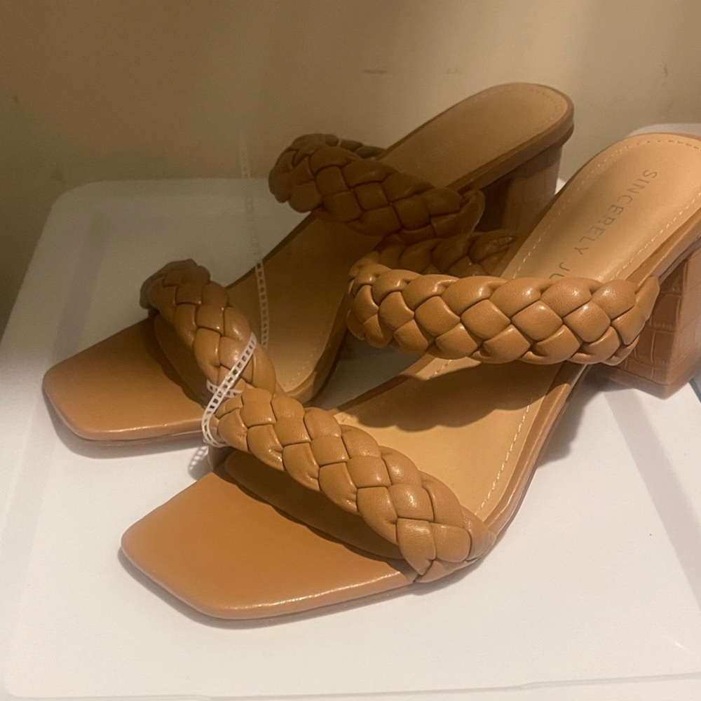 Sincerely Jules Tan Braided Heels